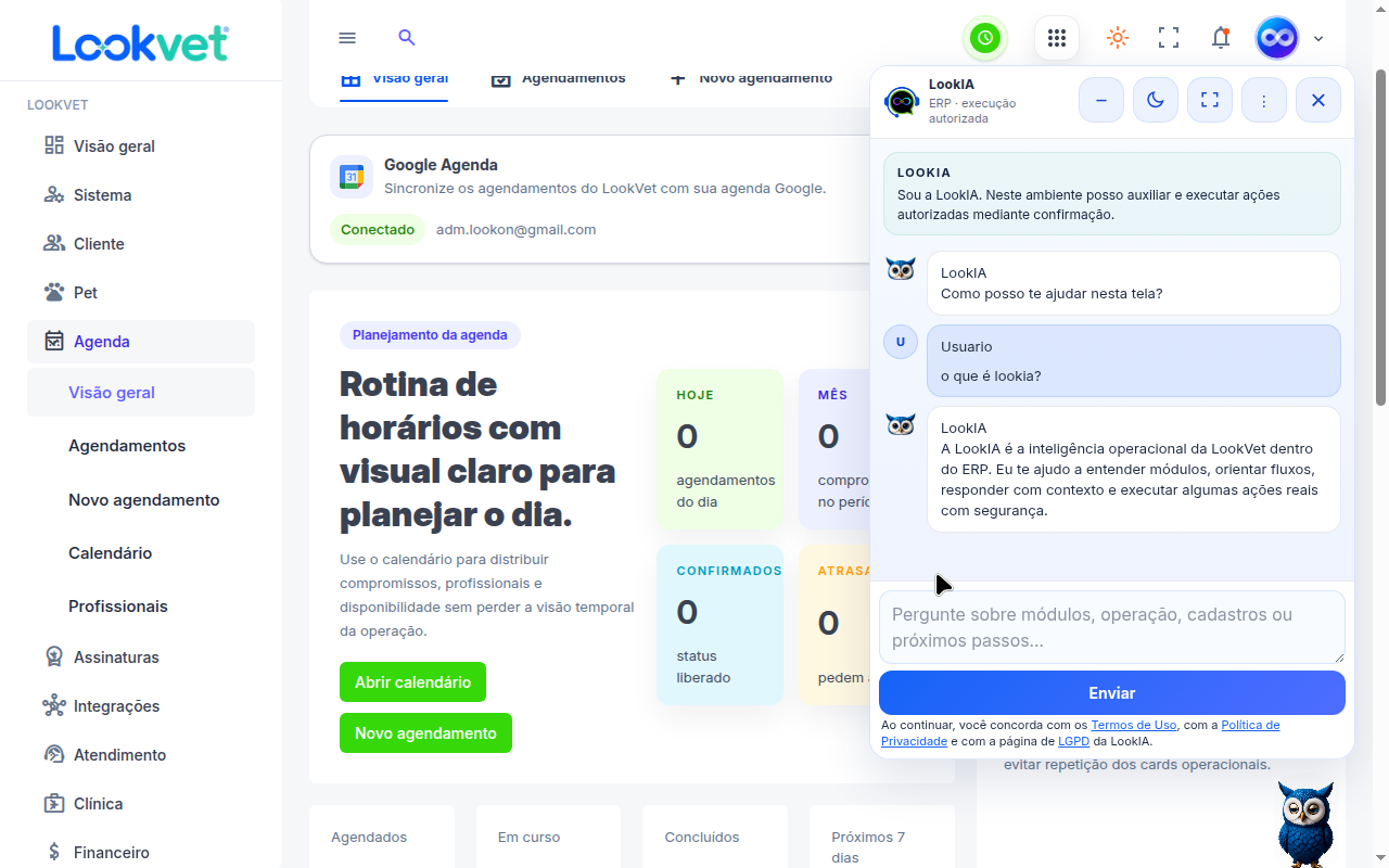 Chat da LookIA em operação